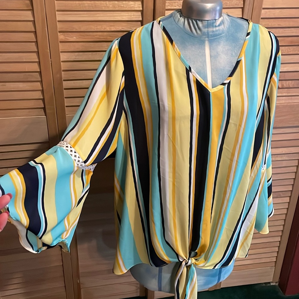 Yellow striped summer blouse